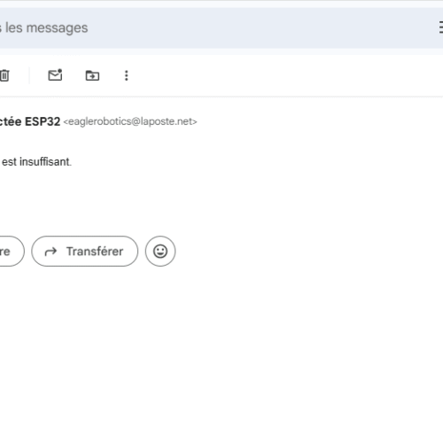 Mail niveau d'eau insuffisant
