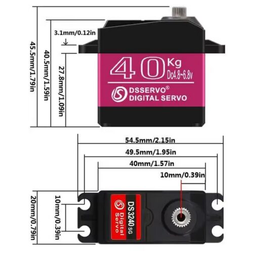 Dimensions du Servomoteur DS3240