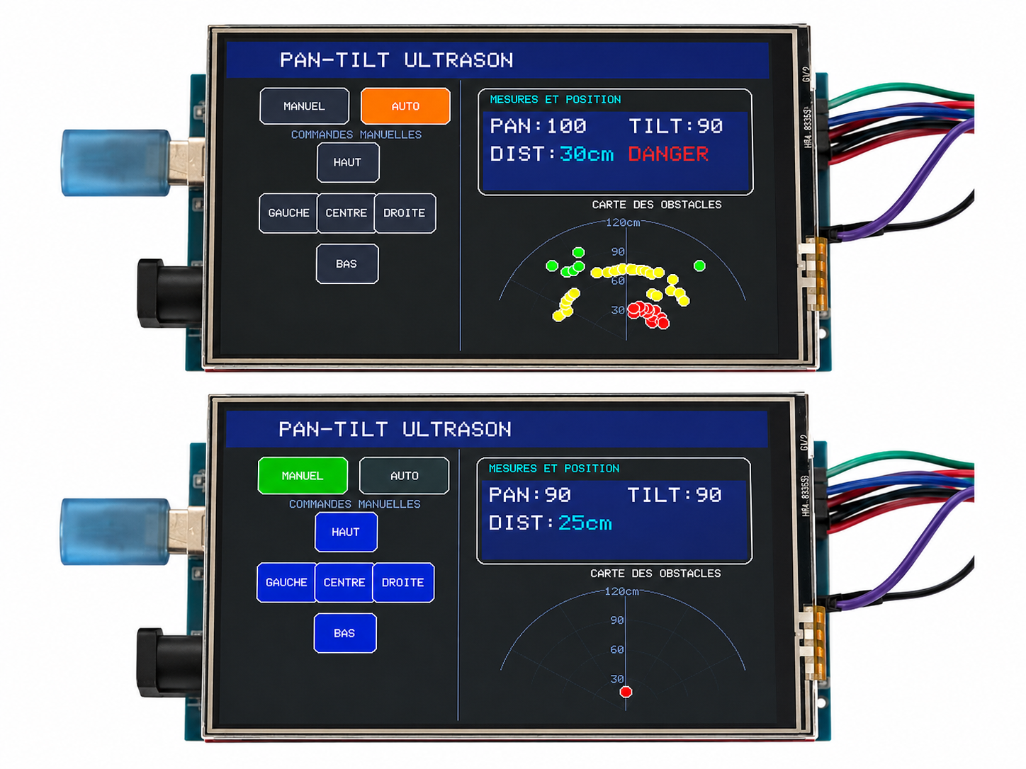 Mode manuel et automatique du kit DIY Radar arduino