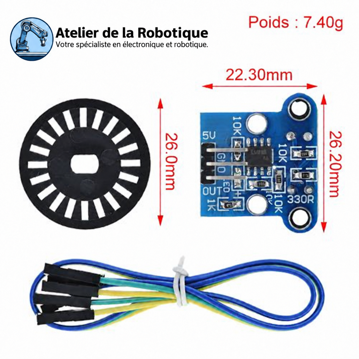 Dimensions du set HC-020K Arduino